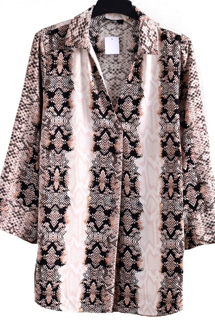 Dámská  černo-bílo-hnědá  košile s hadím vzorem / WALLIS / XXXL (44/46) / UK 16 / ANGLIE