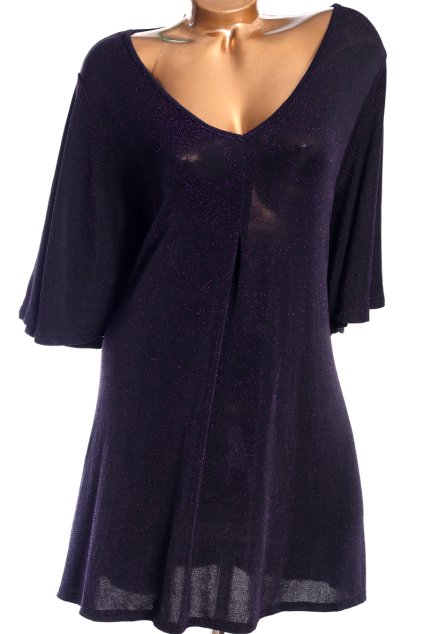 Dámská  černá tunika s fialovými třpytkami / YOURS / XXXL (50/52) / UK 22/24 / ANGLIE