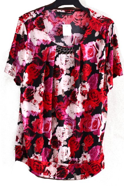 Dámská barevná květovaná halenka se sponou / DAVID EMANUEL  / XXL (46) / UK 18  ANGLIE