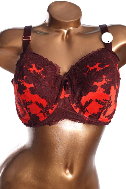 Dámská hnědo-oranžová krajková podprsenka / GEORGE / 38F / ANGLIE