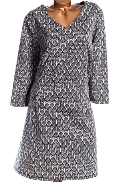 Dámské zimní černo-bílé šaty s listovým vzorem / TU / XXXL (50) / UK 22 / ANGLIE