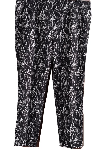 Dámské černo-bílé kalhoty se vzorem listů / SELECTION  / XXXXL (52) / UK 24 / ANGLIE
