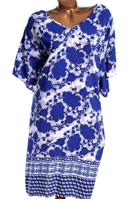 Dámské modro-bílé vzorované šaty/ Marks & Spencer/ XXXXL (52) / UK 24 / ANGLIE