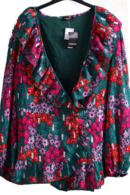 Dámská  zelená halenka s barevnými květy / SIMPLY BE  / XXXL (50) / UK 22 / ANGLIE