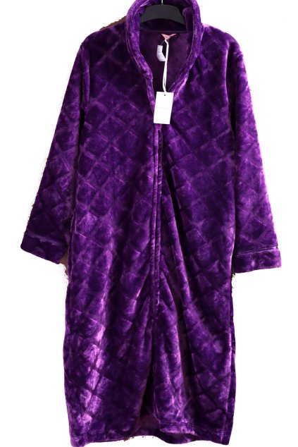 Dámské fialové kvalitní domácí teplé šaty / CAMILLE / XXXXL (50/52) / UK 22/24 / ANGLIE