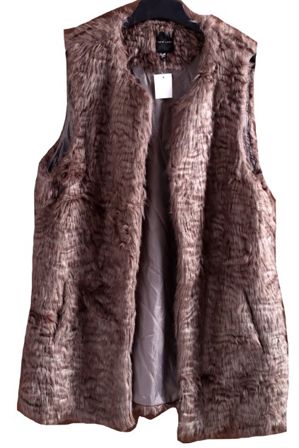 Dámská šedo-hnědá kožíšková vesta / NEW LOOK / XXL (44/46) / UK (16/18) /ANGLIE