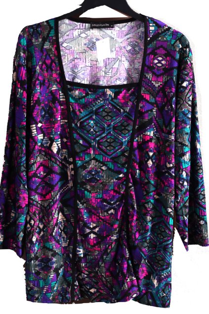 Dámská barevně vzorovaná halenka  /JUST ELEGANCE / XXXL (48) / UK 20 / ANGLIE