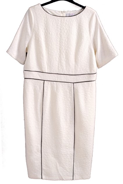 Dámské krémové šaty s  černým pruhy a květinovou texturou / PERUNA / XXL (44) / UK 16 / ANGLIE