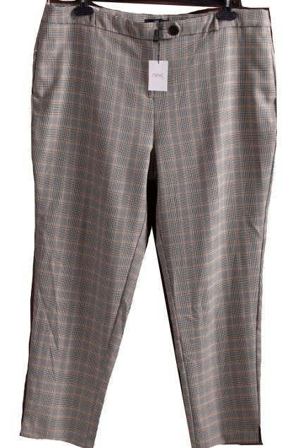 Dámské zimní černo-hnědé-šedo-bílé kostkované kalhoty / NEXT / XXXL (50) / UK 22 / ANGLIE