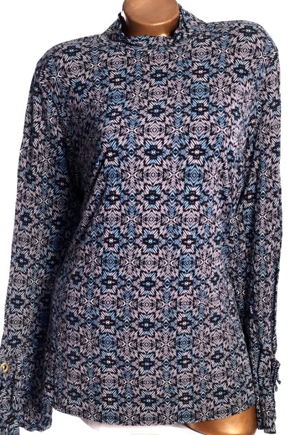 Dámská černá halenka s bílo-modrými vzory / GEORGE / XXXL (50) / UK 22 / ANGLIE