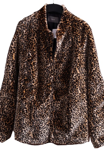 Dámské černo-hnědý kožíškový leopardí kabátek / SOUTH / XXXXL (50) / UK 22  / ANGLIE