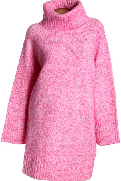 Dámský značkový rolákový bílo-růžový svetr - svetrové šaty   / NUTMEG/ XXXXL (52) / UK 24 / ANGLIE