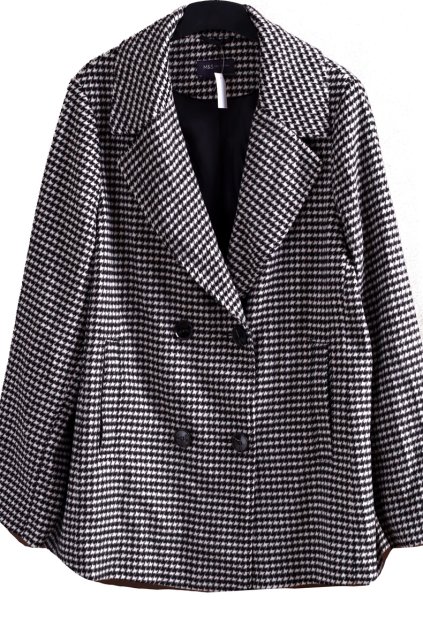 Dámský černo-bílý kostkovaný kvalitní  kabátek / Marks & Spencer /XXXL (48/50) /  UK 22 / ANGLIE