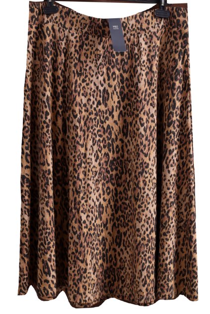 Dámská zimní béžovo-hnedo-černá sukně s leopardím vzorem / Marks&Spencer - XXXXL (52) / UK 24  / ANGLIE