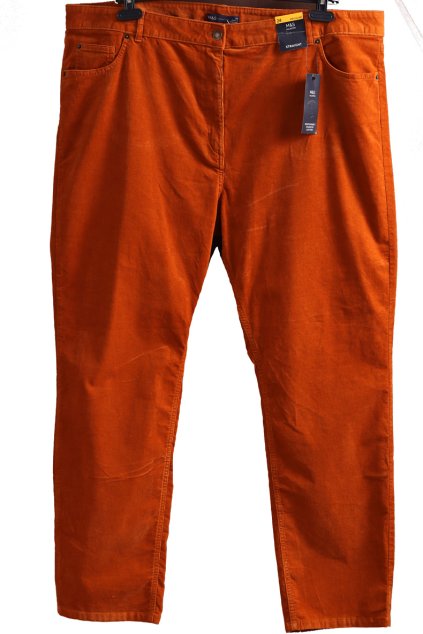 Dámské hnědé manšestrové kalhoty / Marks & Spencer / XXL (52) /UK  24 / ANGLIE