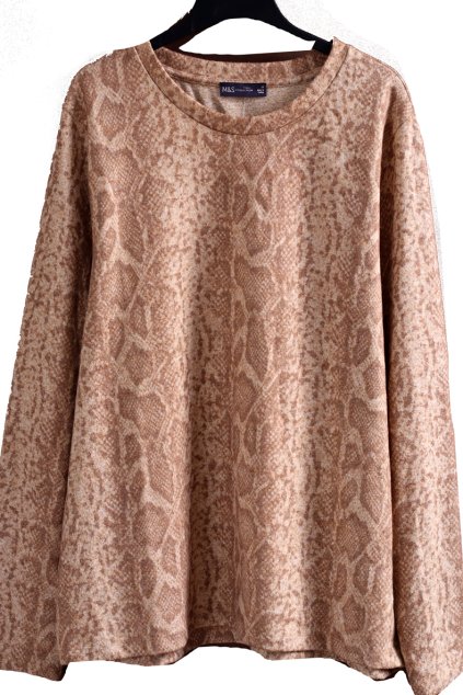 Dámská béžová halenka s hadím vzorem a třpytkami / Marks&Spencer / XXXXL (52) / UK 24 / ANGLIE