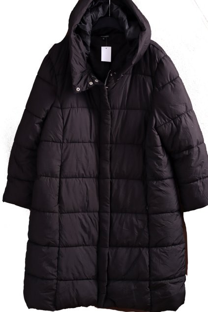 Dámský zimní černý prošívaný zimní kabát / PEACOCKS / XXXL (50/52) / UK 22 / ANGLIE
