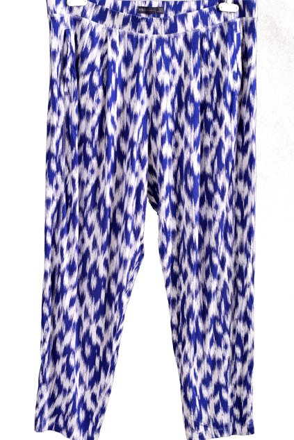 Dámské modro-bílé vzorované kalhoty / Marks & Spencer /  XXXL (48/50++) / UK 20 ANGLIE