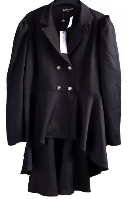 Dámské kabátkové extravagantní černé šaty/SAKO / SCARLET DARKNESS  / (44/46) / UK 16-18 / ANGLIE