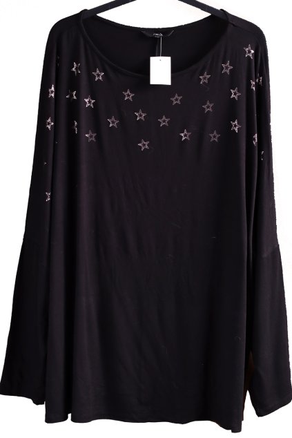 Dámská černá halenka s hvězdami / NEXT / XXXXL (52) / UK 24 / ANGLIE