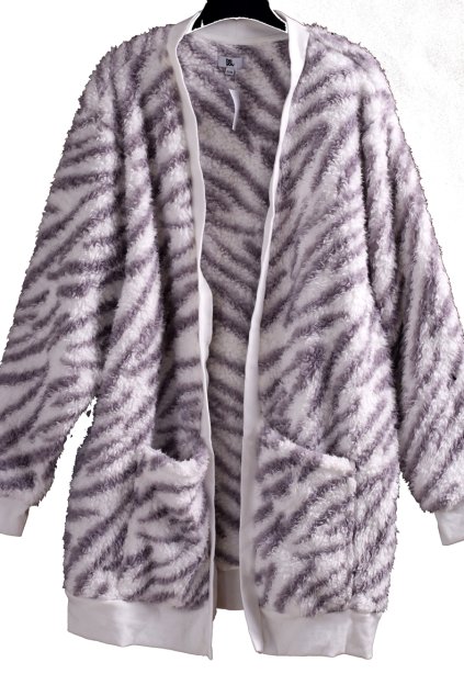 Dámská bílo-fialová zebrovaná teplá mikina - bomber / BE YOU / XXXXL (52/54) / UK 24/26 / ANGLIE