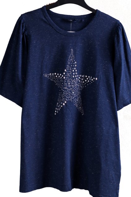 Dámská modrá halenka s třpytkami a hvězdami  / NEXT / XXXL (50) / UK 22 / ANGLIE