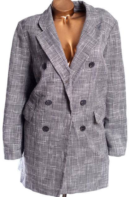 Dámské černo-bílé kostkované  sako / Marks & Spencer / XXXL (50) / UK 22 / ANGLIE