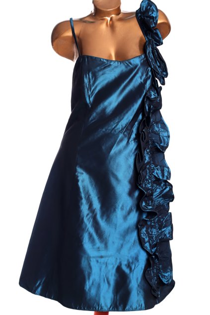 Dámské černo- petrolejové elegantní/společenské šaty na jedno rameno /  DEBUT / XXL (46) / UK 18 / ANGLIE