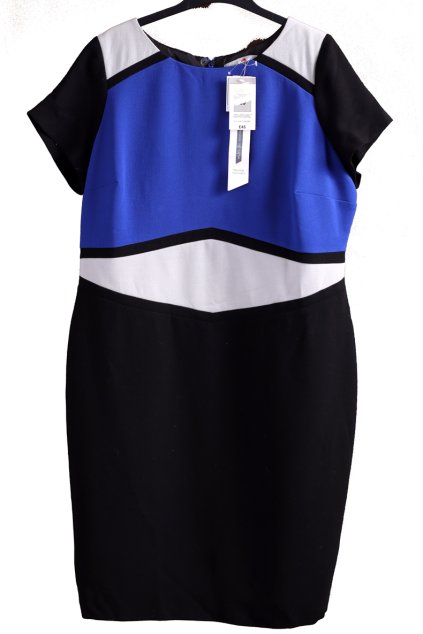 Dámské černo-modro-šedé společenské šaty PC - 1500,- /Marks & Spencer  / XXXL (48)  / UK 20/ ANGLIE