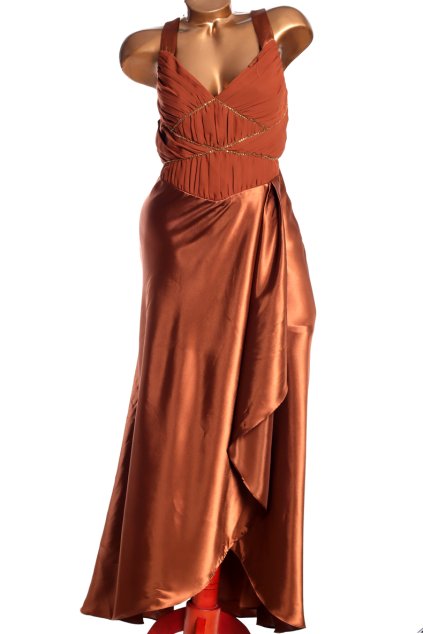 Dámské společneské  saténové  hnědé šaty / KALEIDOSCOPE / XXXL (42) / UK 14  /  ANGLIE