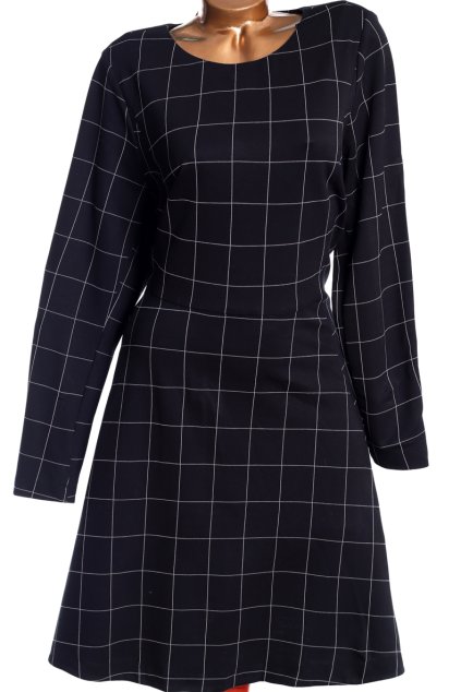 Dámské zimní  teplé černé šaty s bílým kostkováním / Marks & Spencer/ XXXL (50/52) / UK 22 / ANGLIE