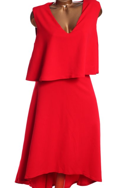 Dámské červené šaty s volánem  / QUIZ /  XXXL (48/50) / UK 20  ANGLIE