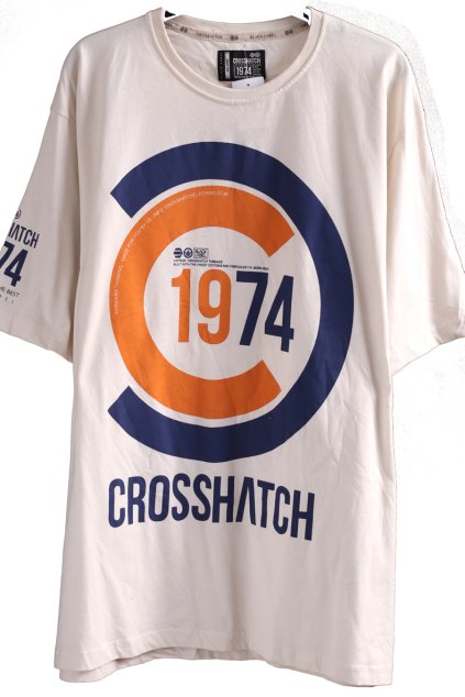 Dámské béžové triko s modro-oranžovým logem / CROSSHATCH / XXXL (48/50) / UK 20/22 / ANGLIE