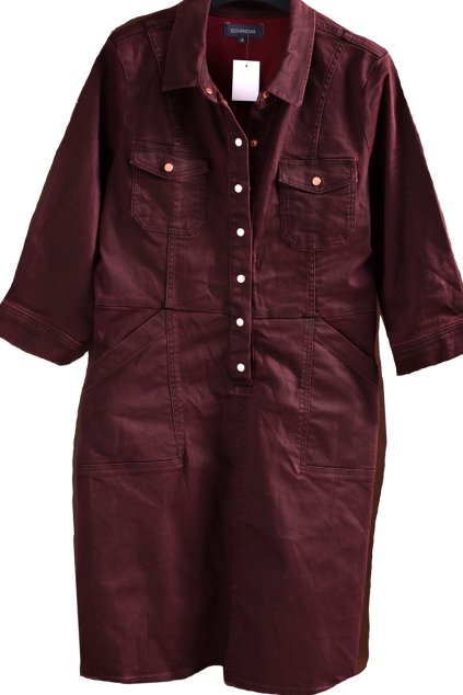 Dámské džínové vínové  šaty / SOSANDAR / XXXL (46) / UK 18 ANGLIE