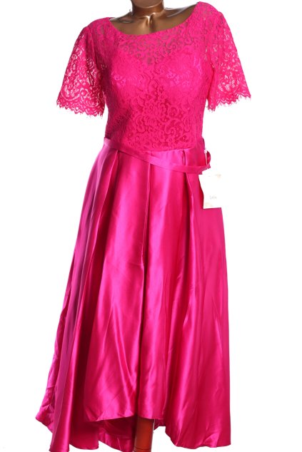 Dámské růžové společenské  šaty s krajkou / - kvalitní LANTING / XXL (44) / UK 16 / ANGLIE