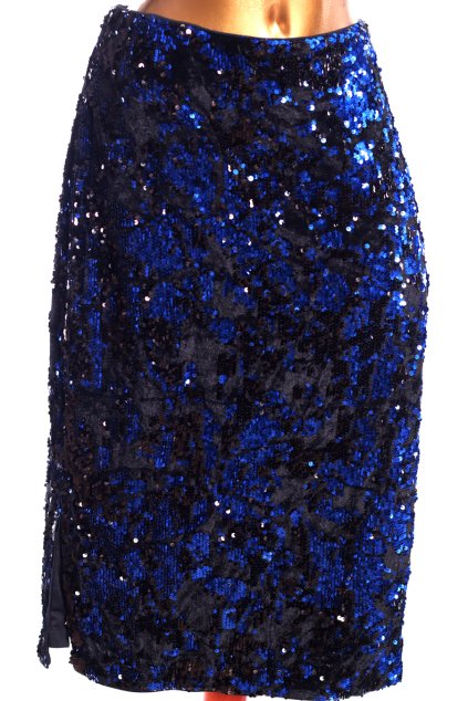 Dámská černo-modrá  flitrovaná sukně / Marks & Spencer / XXL (46) / UK 18 / ANGLIE