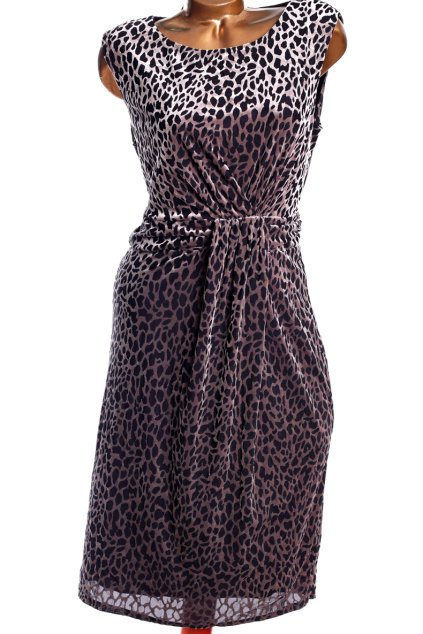 Dámské černé šaty se semišovým leopardím vzorem / DAVID EMANUEL /  (46) / UK 18 / ANGLIE