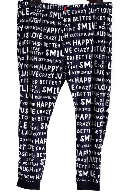 Dámské modré teplé  domácí kalhoty s nápisy / PRIMARK / XXXL (46/48) / UK 18/20  / ANGLIE
