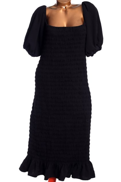 Dámksé černé šaty s žabkováním / NEW LOOK / XXXL (50) / UK 22 / ANGLIE