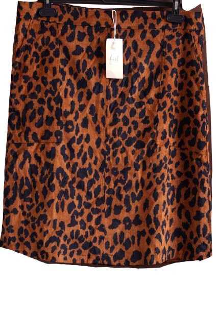 Dámská hnědo-černá manšestrová  leopardí sukně / FIRST AVENUE / XXXL (50) / UK 22 / ANGLIE