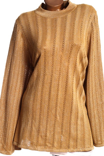 Dámský zlatý třpytivý značkový  svetr  /PER UNA / XXXL (48/50) / UK (22) / ANGLIE