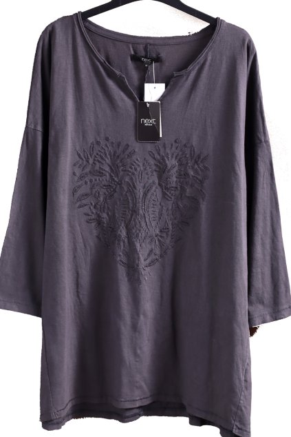 Dámská šedá halenka s výšivkou / NEXT / XXXL (50) / UK 22 / ANGLIE