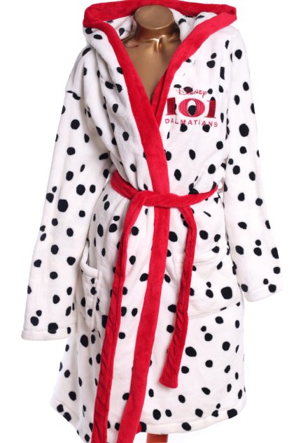 Dámský bílý župan s černými puntíky a červenými pruhy / DISNEY / XL (56/58) UK 28/30 / ANGLIE