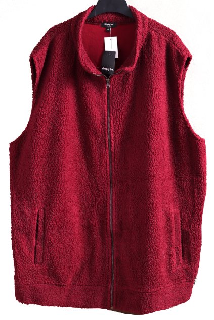 Dámská vínová plyšová vesta / SIMPLY BE / XXXXL 54/56 / UK 26 / ANGLIE