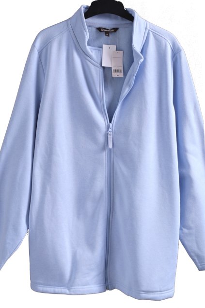 Dámská světle modrá mikina s límcem / BONMARCHÉ / XXXXL (54) / UK 26 / ANGLIE