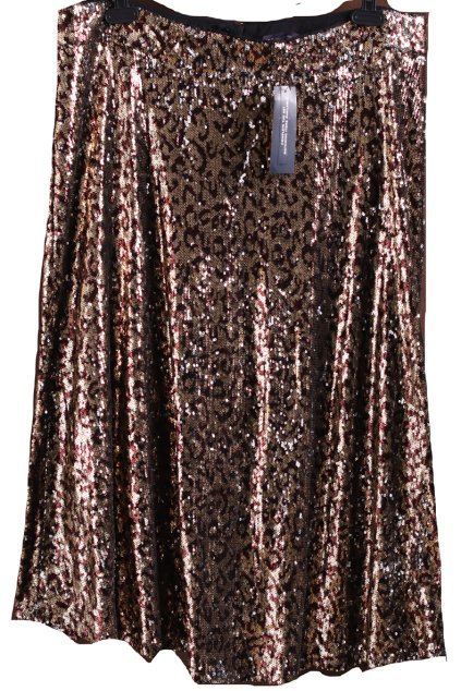 Dámská černo-béžovo-hnědá flitrovaná sukně v leopardím vzoru PC 1700,- / Marks & Spencer / XXL (50/52) / UK 24 / ANGLIE