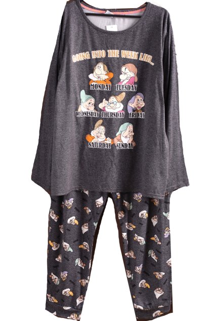 Dámské šedé pyžamo /domácí komplet se sedmi trpaslíky / TU  / XXXL ( 50) / UK 22 / ANGLIE