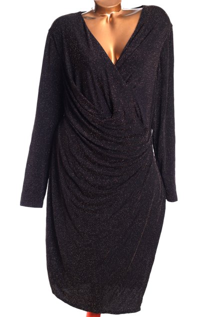 Dámské černé šaty s hnědými třpytkami / SOON/ XXXL (50) / UK 22 / ANGLIE