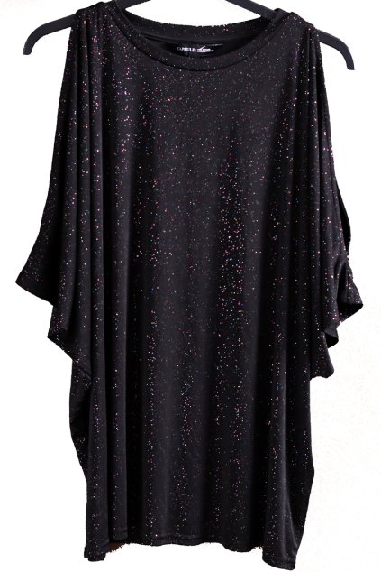 Dámská černá halenka s barevnými třyptkami / CAPSULE/ XXXL (48/50/52+) / UK 20/22 / ANGLIE