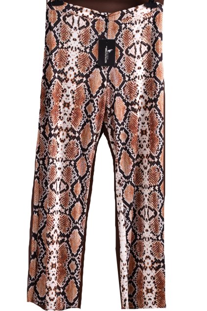 Dámské bílo-hnědé kalhoty s hadím vzorem / PRETTY LITTLE THING / XXXL (48) / UK 20 / ANGLIE